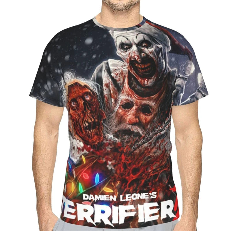 Terrifier 3 T-shirt Horror Movie Festival Merch Black Tee Women Men Crewneck Short Sleeve Streetwear 3D Clothes Polyester Fibre by Geo’s Online Store