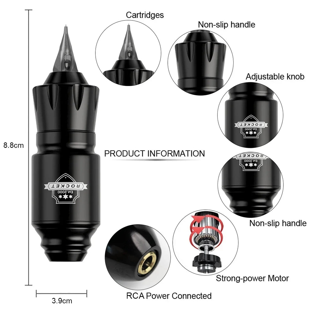 DM Wireless Tattoo Kit Complete Mini Rocket Machine Battery Case Needle Power Ink Rotary Tattoo Pen Permanent Makeup Tattoo Kit by Geo’s Online Store
