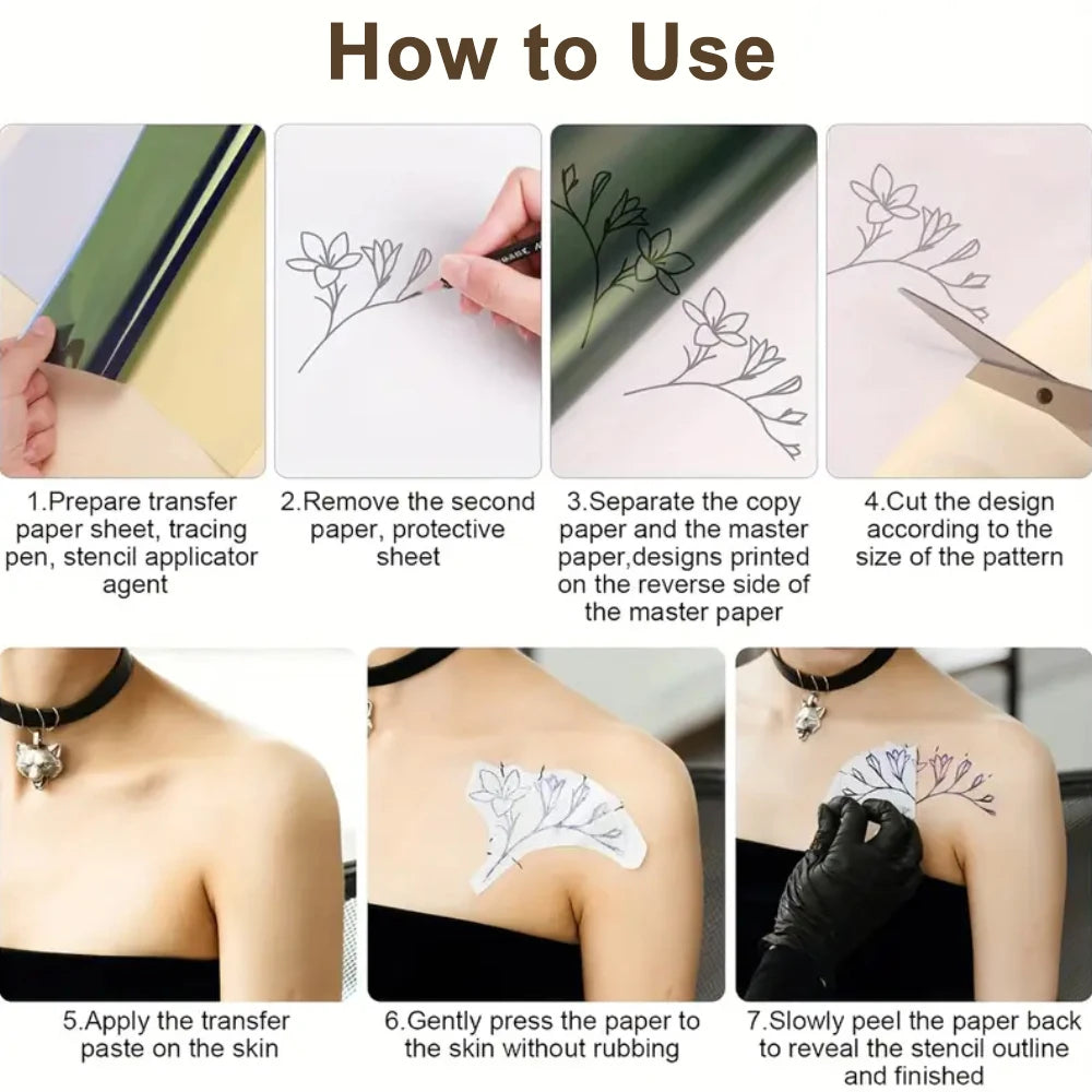 10/100Pcs Tattoo Transfer Paper Tattoo Stencil Paper A4 Size 4 Layers DIY Tattoo Tracing Paper Tattoo Kit Tattoo Supplies by Geo’s Online Store