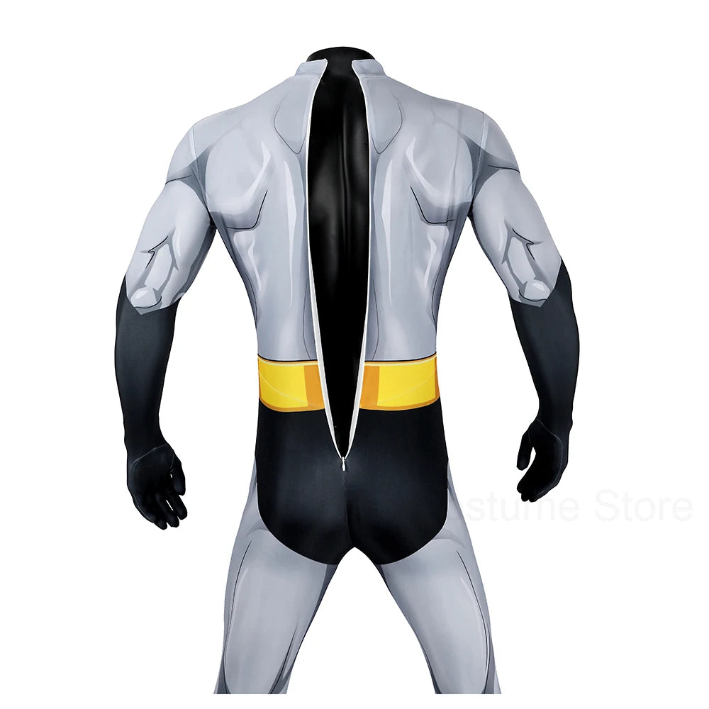 Bruce Wayne Cosplay Costume Men Party Bodysuit Legends Costume Printed Superhero Jumpsuit Outfit Male Halloween Cloak Clothes by Geo’s Online Store