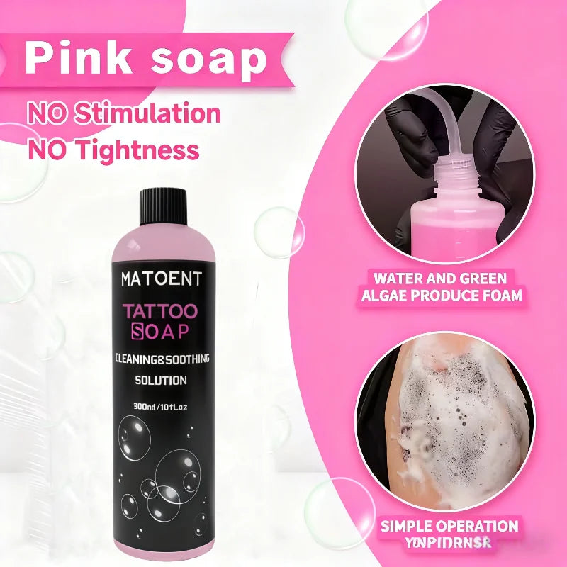 SUANGL 30/300ml Tattoo Pink Soap Cleaning Soothing Solution Professional Cleaning Supply Tattoo Studio Cleaning Kit Accessories by Geo’s Online Store