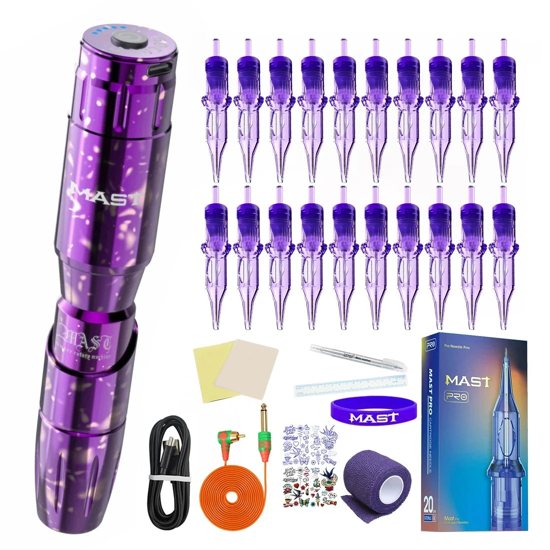 Mast Tour Tattoo Machine Full Kit Permanent Makeup Pen Lightweight Design for Eyebrow & Lip Art Makeup with MAST Pro Cartridge by Geo’s Online Store