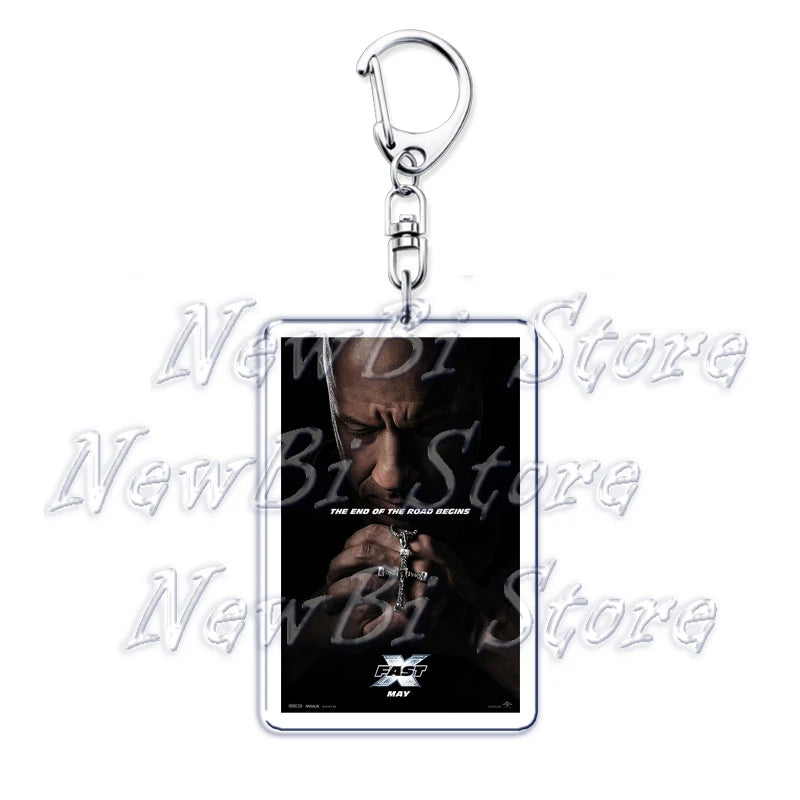 Classic Fast Furious Movie Cover Poster Keychain for Accessories Bag Pendant Sport Car Key Chain Ring Keyring Jewelry Fans Gift by Geo’s Online Store