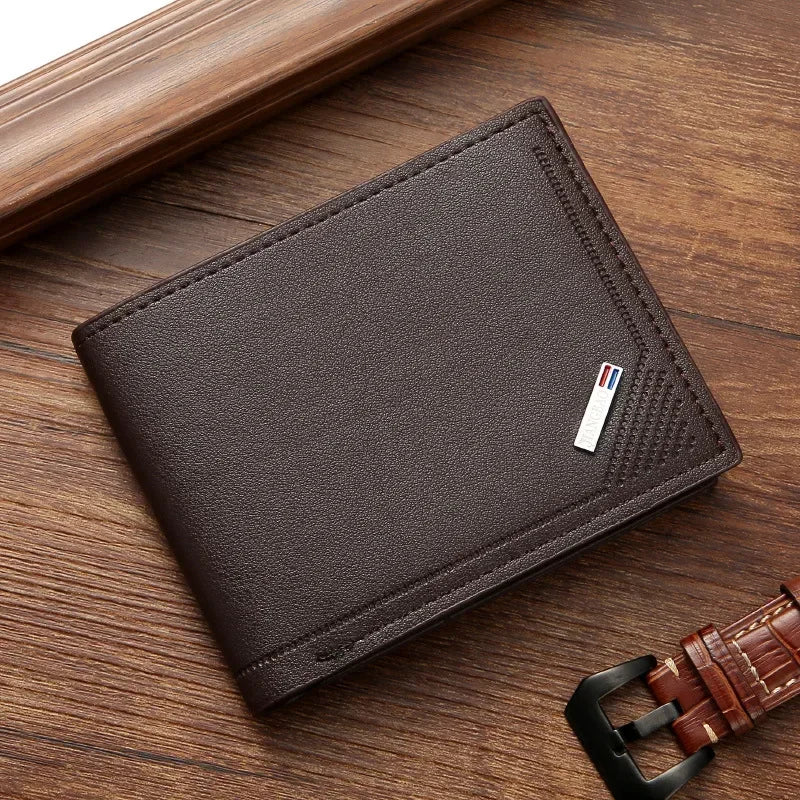 Men's leather short wallet thin wallet foldable minimalist soft leather wallet by Geo’s Online Store