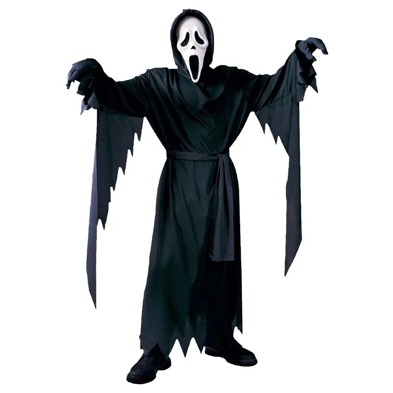 Scream Ghostface Cosplay Costume Horror Movie Mask Robe Outfit Adult Halloween Carnival Party Fancy Dress Role Play Suit by Geo’s Online Store