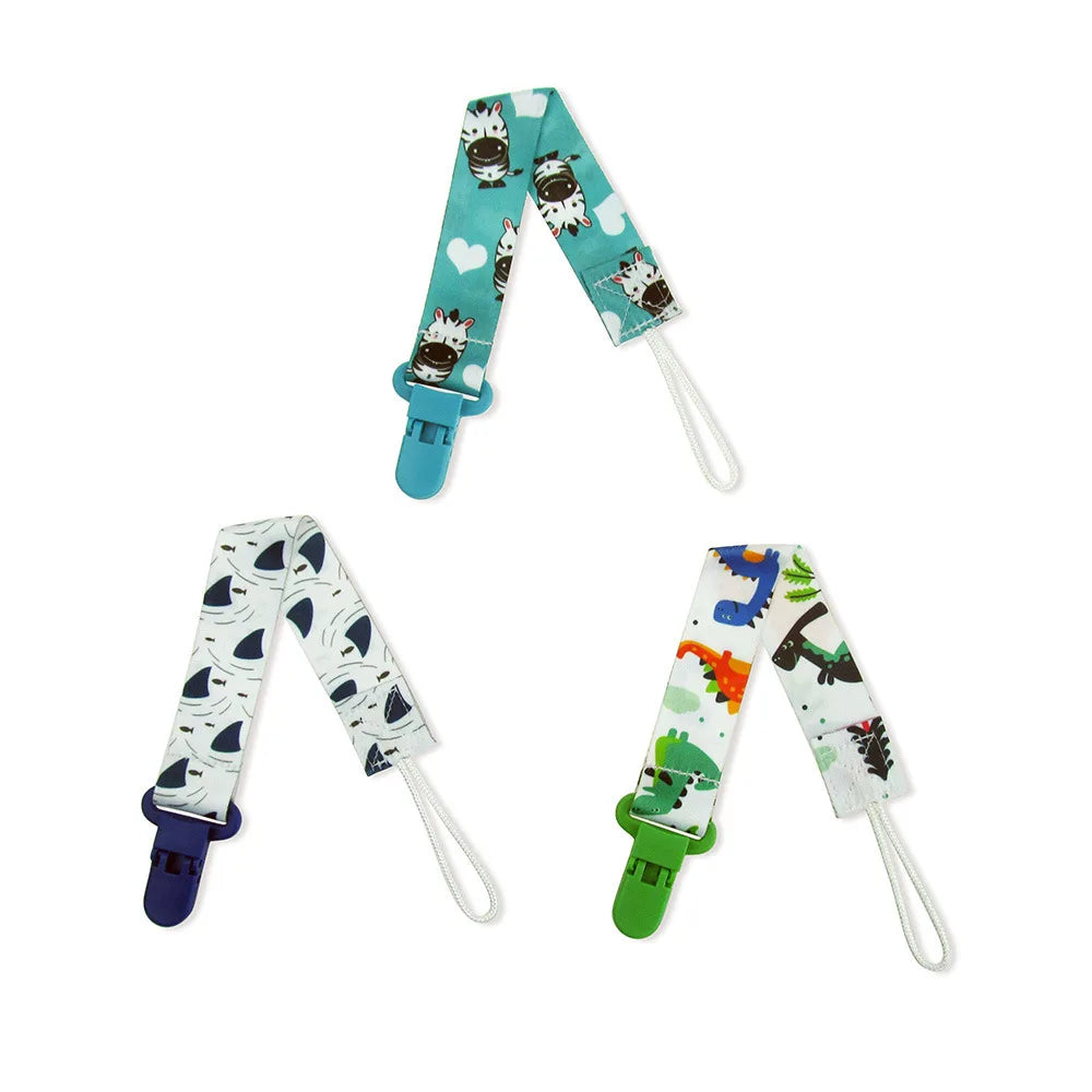Chain Baby Pacifier Dummy Clip 3 Pcs/Set Personalized Pacifier Clip Nipple Holder for Baby Cartoon Print Child Pacifier Clips by Geo’s Online Store