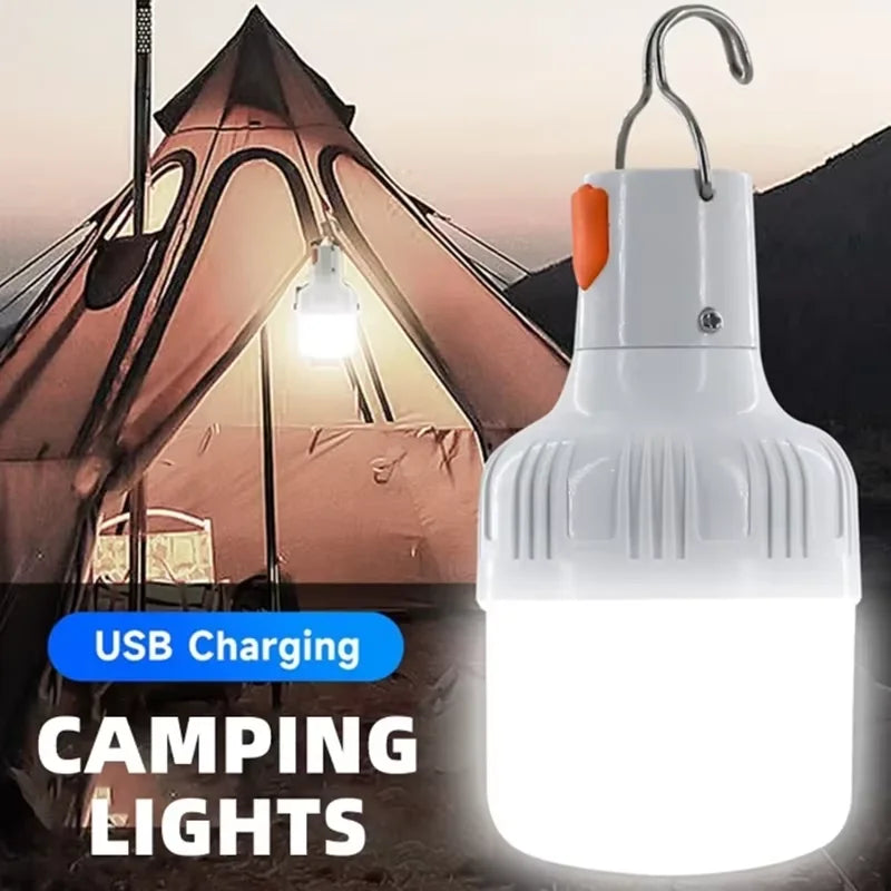 1PC Outdoor USB Rechargeable LED Lamp Bulbs 60W Emergency Light Hook Up Camping Fishing Portable Lantern Night Lights LT014 by Geo’s Online Store