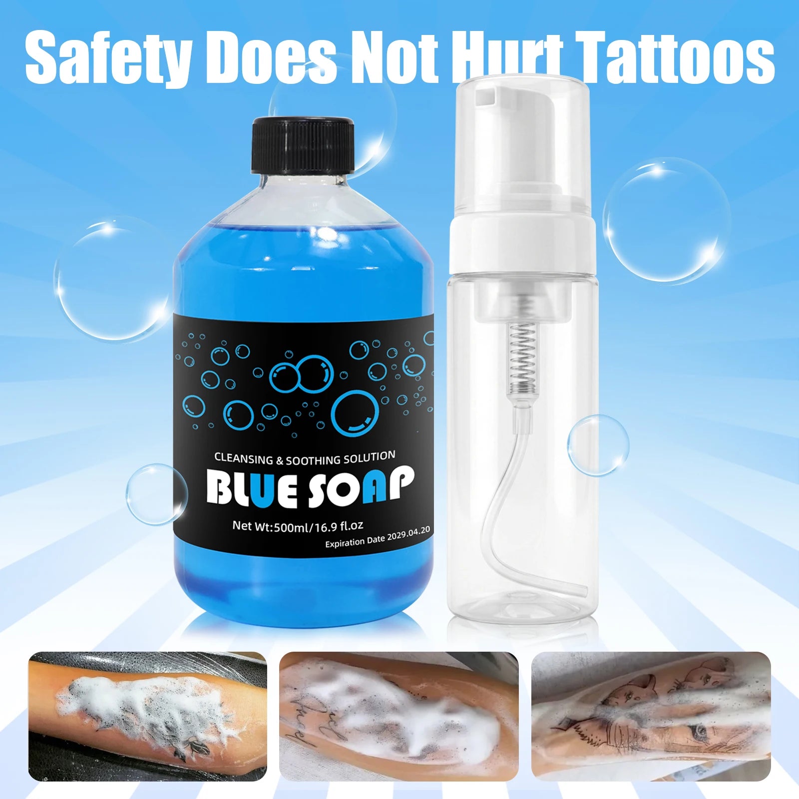500ml Extra-large Capacity Tattoo Blue Soap With Foaming Pot Tattoo Kit For Tattoo Beginners Tattoo Artists Tattoo Supplies by Geo’s Online Store