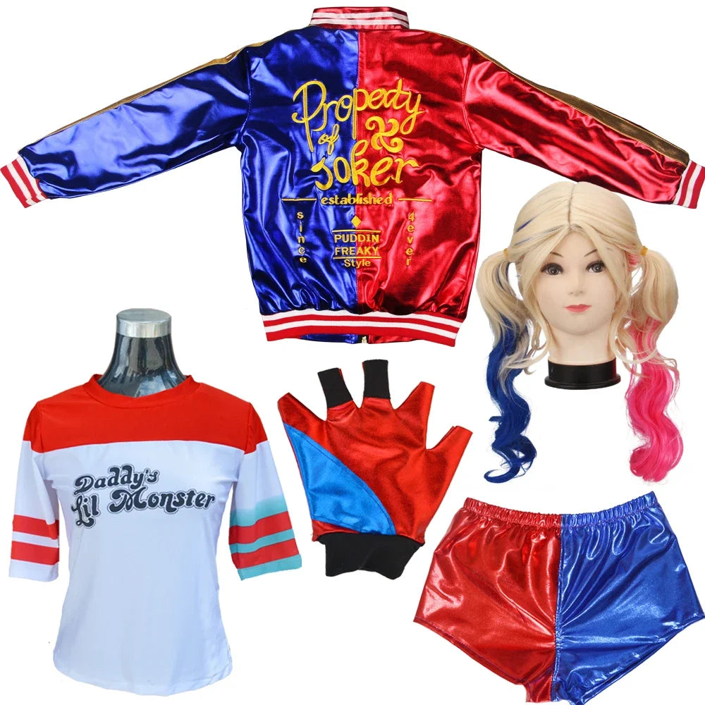 Robe Anime pour adultes, Costume pour femmes, perruque Quinn pour filles, t-shirt, veste Joker, Costume d'halloween, by Geo’s Online Store