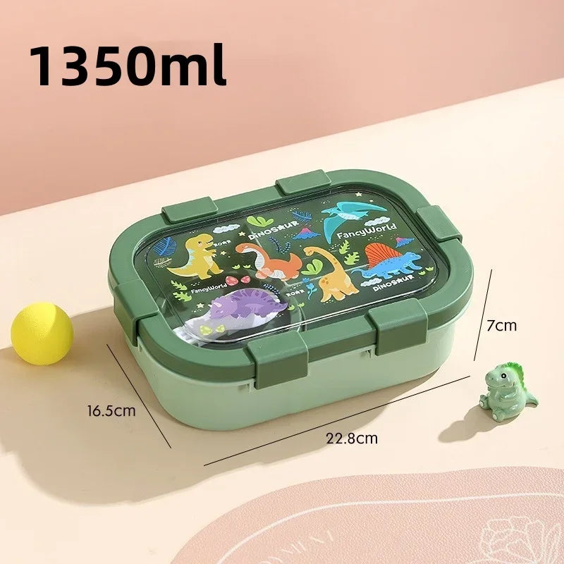 1000/1350ml Cartoon Lunch Box with Soup Bowl Bento Box Buckle Design Sealed and Leak-proof Portable Food Storage Container by Geo’s Online Store