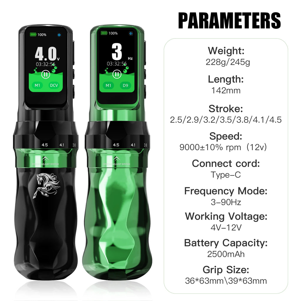 Dragonhawk Fold Pro Year of The Horse Tattoo Machine Pen 7 Strokes Mcore-C4 Motor Low Noise Stable Durable for Pro Tattoo Artist by Geo’s Online Store