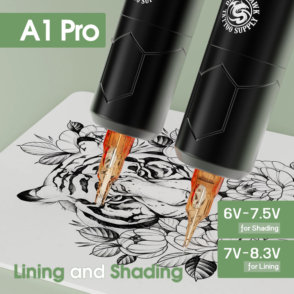 Dragonhawk A1 Pro Tattoo Machine Full Kit A1 Pro Easy To Use Operating Systerm Complete Tattoo Pen Cartridge Needle for Beginner by Geo’s Online Store