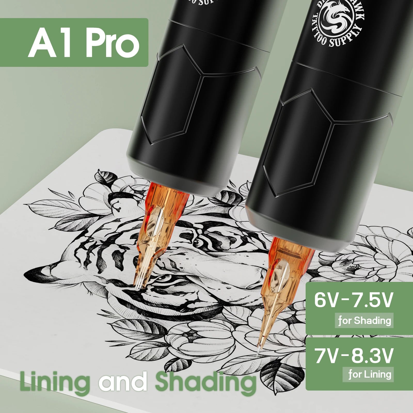 Dragonhawk A1 Pro Tattoo Machine Full Kit A1 Pro Easy To Use Operating Systerm Complete Tattoo Pen Cartridge Needle for Beginner by Geo’s Online Store