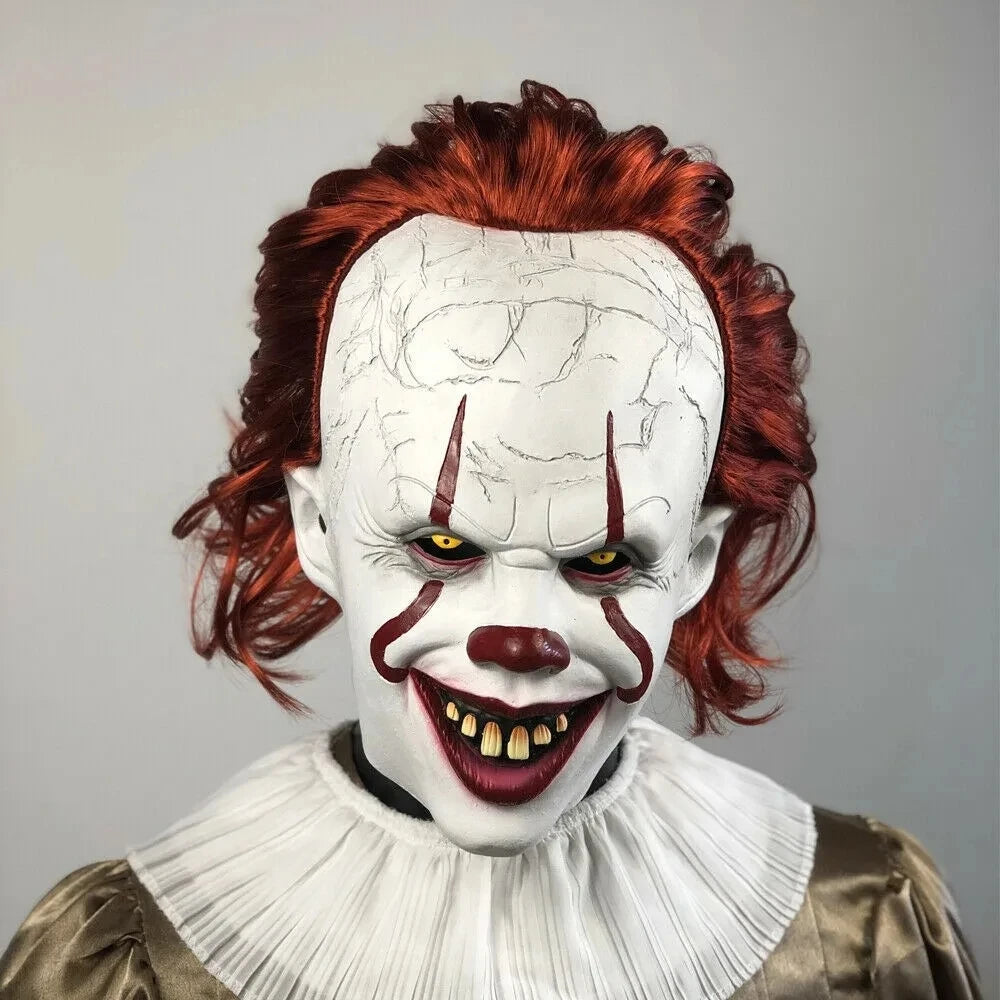 Horror Pennywise Joker Scary Mask Cosplay Stephen King Chapter Two Clown Latex Masks Helmet Halloween Party Props gifts by Geo’s Online Store