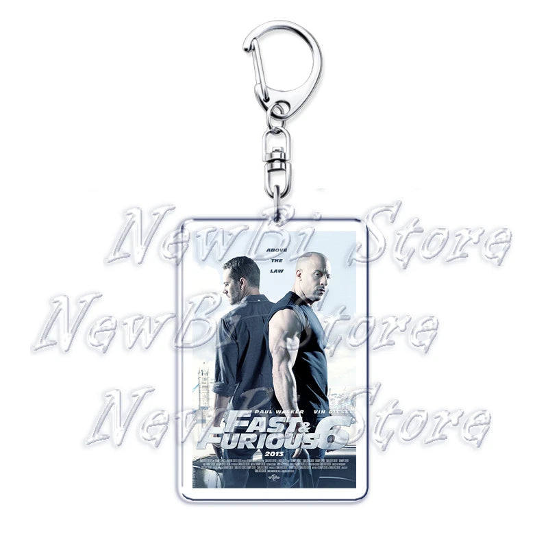 Classic Fast Furious Movie Cover Poster Keychain for Accessories Bag Pendant Sport Car Key Chain Ring Keyring Jewelry Fans Gift by Geo’s Online Store