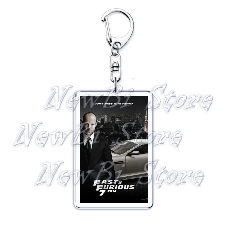 Classic Fast Furious Movie Cover Poster Keychain for Accessories Bag Pendant Sport Car Key Chain Ring Keyring Jewelry Fans Gift by Geo’s Online Store