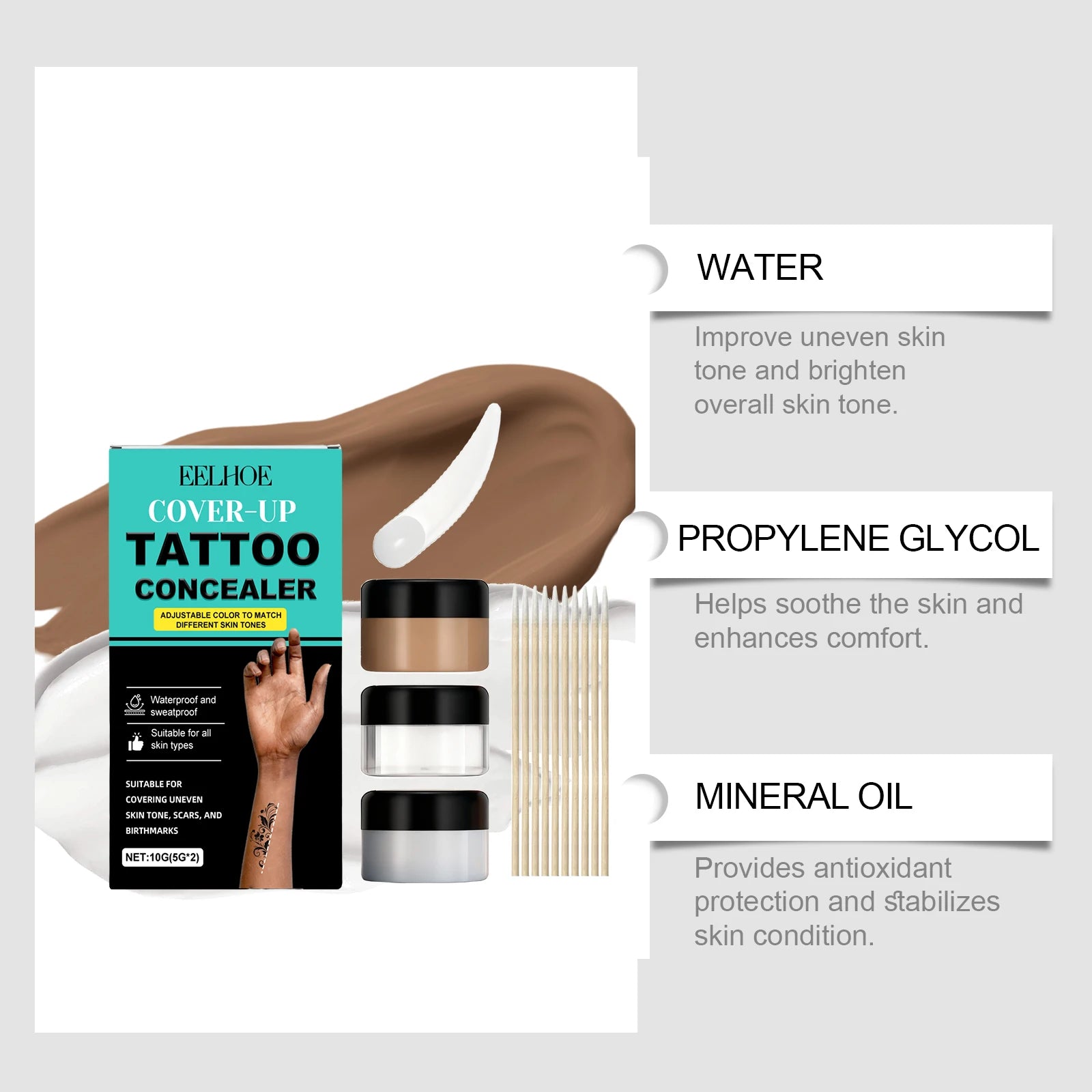 Tattoo Concealer Kit - Body Tattoo Makeup Concealer, Blends with Skin for Daily Use, Portable Concealer Tattoo Concealer Kit - B by Geo’s Online Store