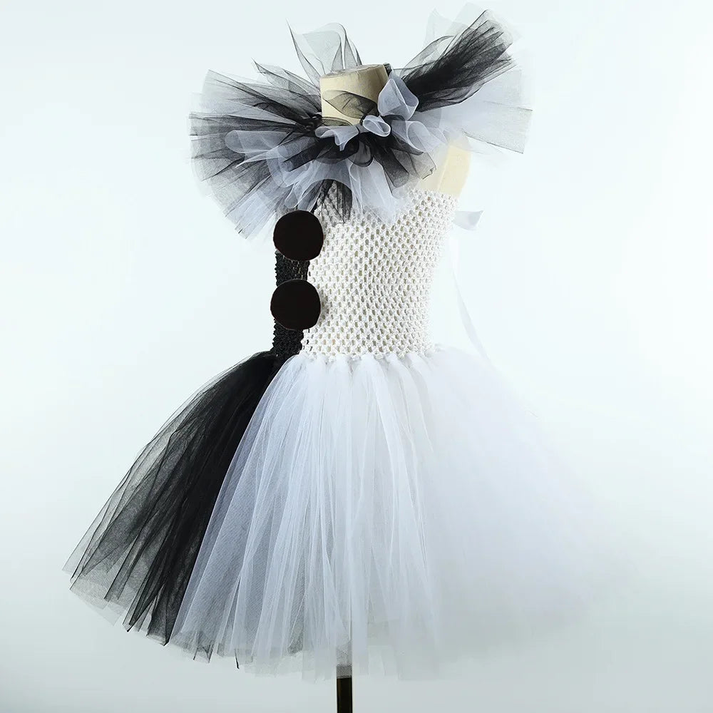 Terrifier Art The Clown Costume Girl Black White Fancy Tutu Dress Horror Joker Dress for Kids Halloween Carnival Party Costumes by Geo’s Online Store