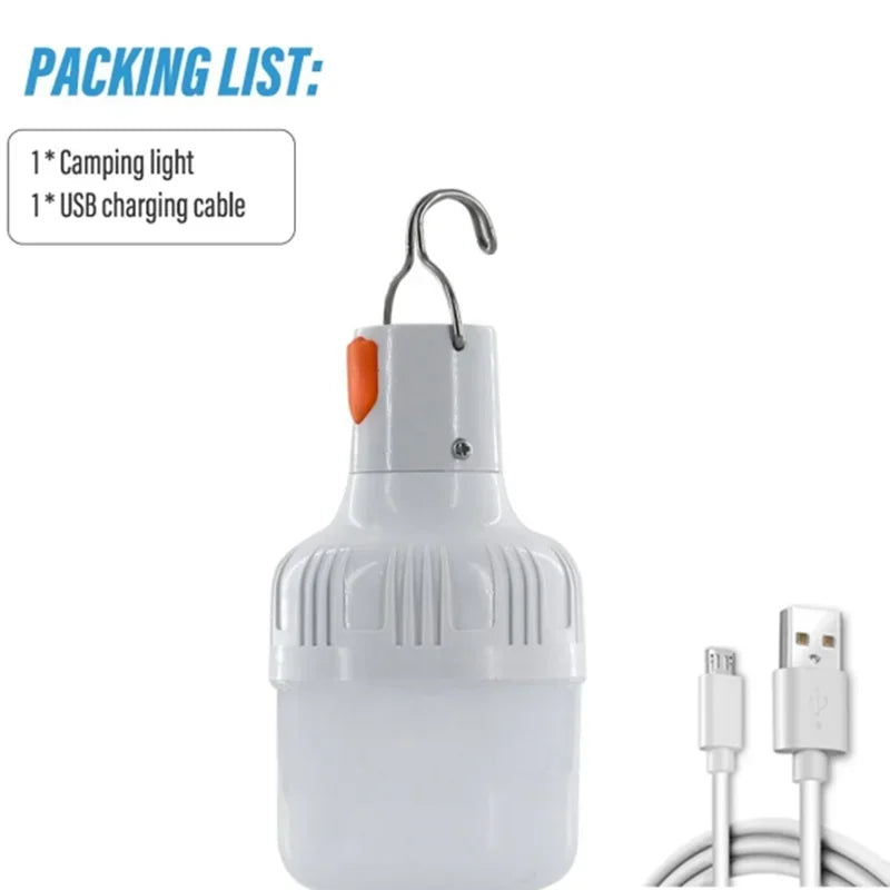 1PC Outdoor USB Rechargeable LED Lamp Bulbs 60W Emergency Light Hook Up Camping Fishing Portable Lantern Night Lights LT014 by Geo’s Online Store