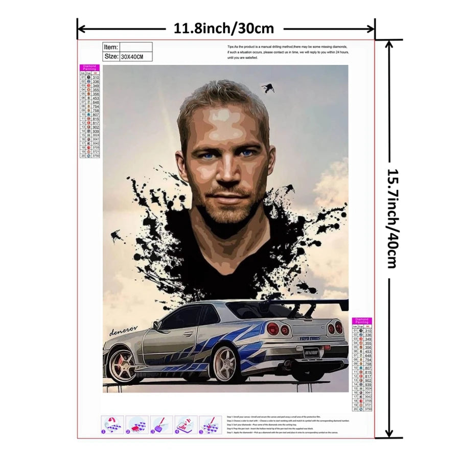Classic Movie Fast And Furious 10 Diamond Rhinestone Painting Art Paul Walker And Cars Full Square Drill Cross Stitch Home Decor by Geo’s Online Store