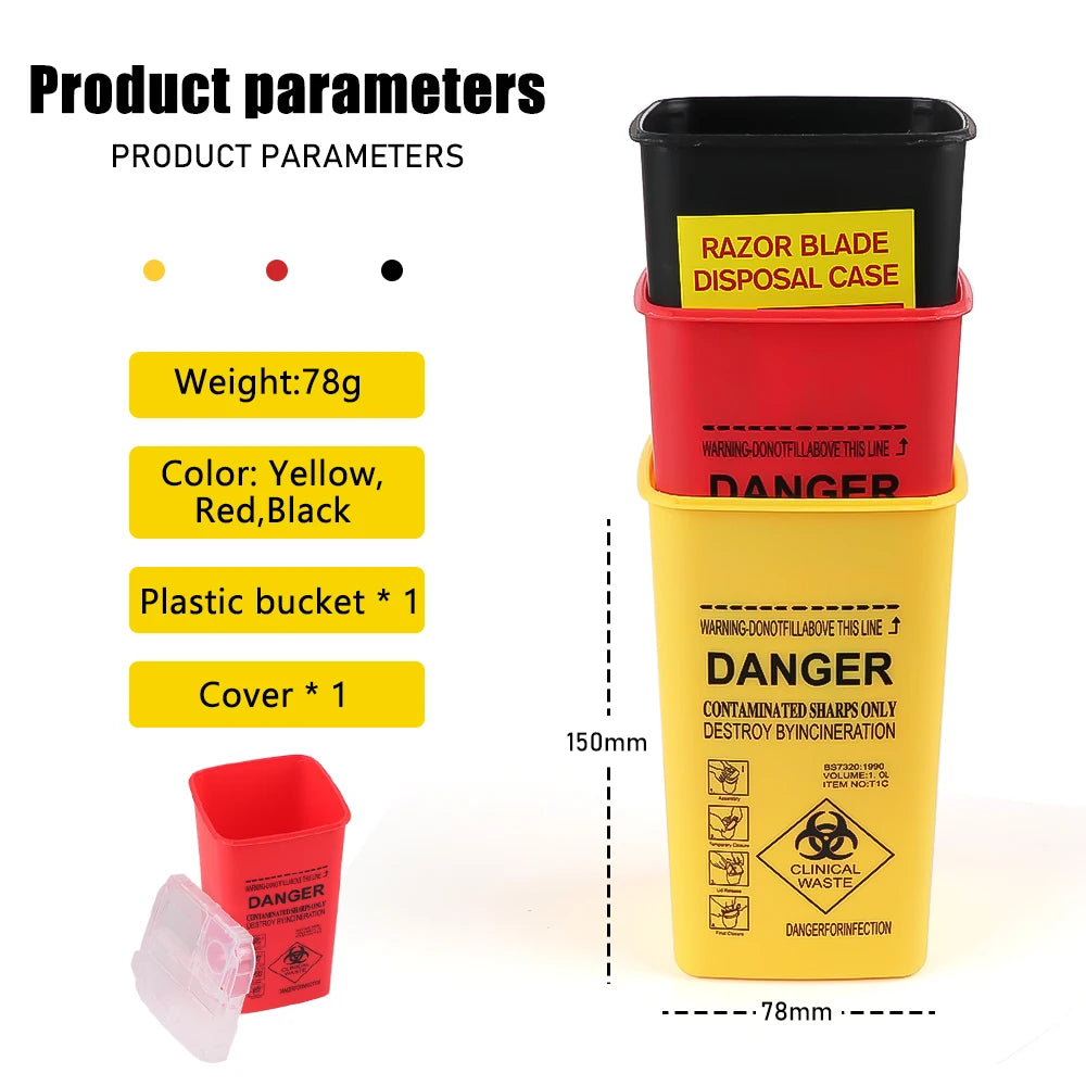 3 Colors Sharps Container Medical Needles Bin Biohazard Tattoo Piercing Needles Disposal Collect Box Tattoo Artist Waste Box by Geo’s Online Store