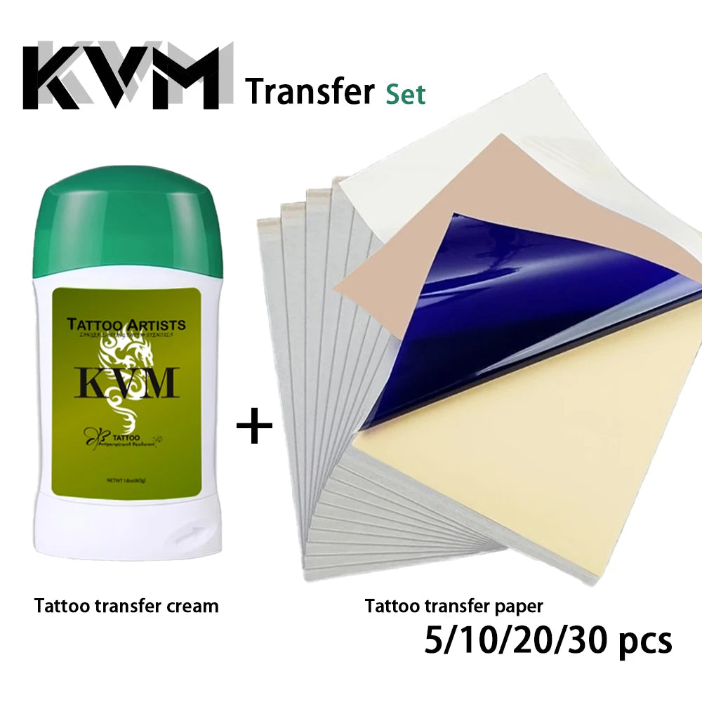 KVM Tattoo Transfer Cream Gel with tattoo transfer paper kit, Tattoo Transfer Machine accessories for A4 Size Stencil Paper by Geo’s Online Store