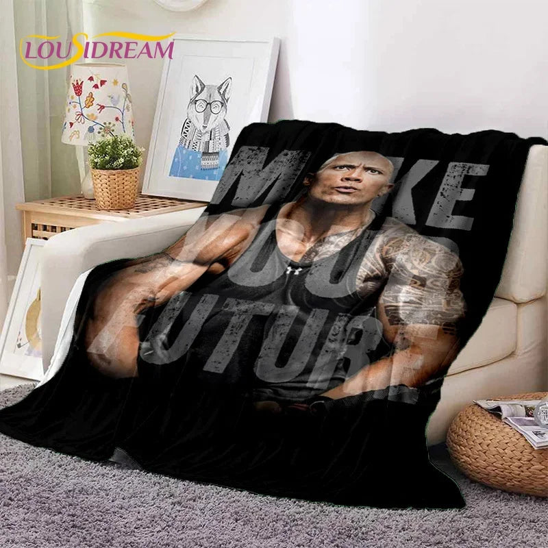 3D The Rock Dwayne Johnson Actor Soft Flannel Blanket,Throw Blanket Comfortable Blanket for Picnic Beds Sofa Home Bedroom Gift by Geo’s Online Store