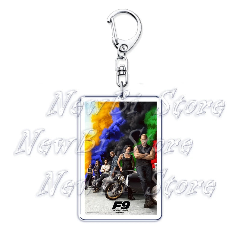 Classic Fast Furious Movie Cover Poster Keychain for Accessories Bag Pendant Sport Car Key Chain Ring Keyring Jewelry Fans Gift by Geo’s Online Store