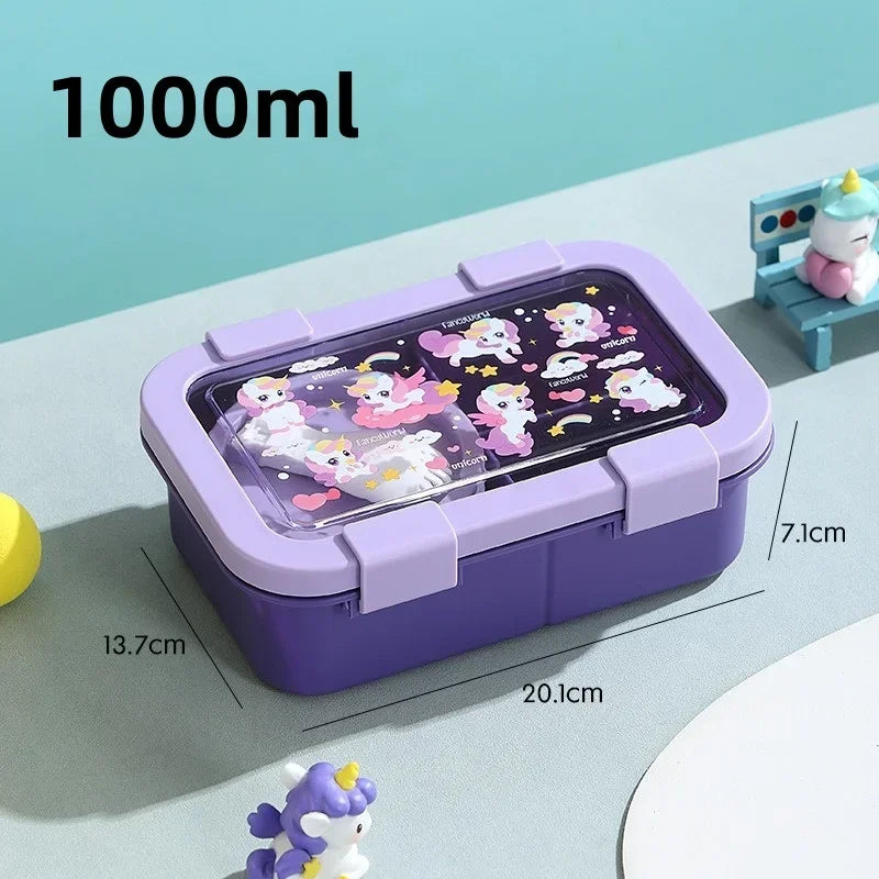 1000/1350ml Cartoon Lunch Box with Soup Bowl Bento Box Buckle Design Sealed and Leak-proof Portable Food Storage Container by Geo’s Online Store