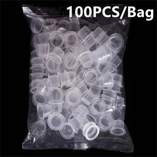 100pc S/M/L Plastic Disposable Microblading Tattoo Ink Cups Permanent Makeup Pigment Clear Holder Container Cap Tattoo Accessory by Geo’s Online Store