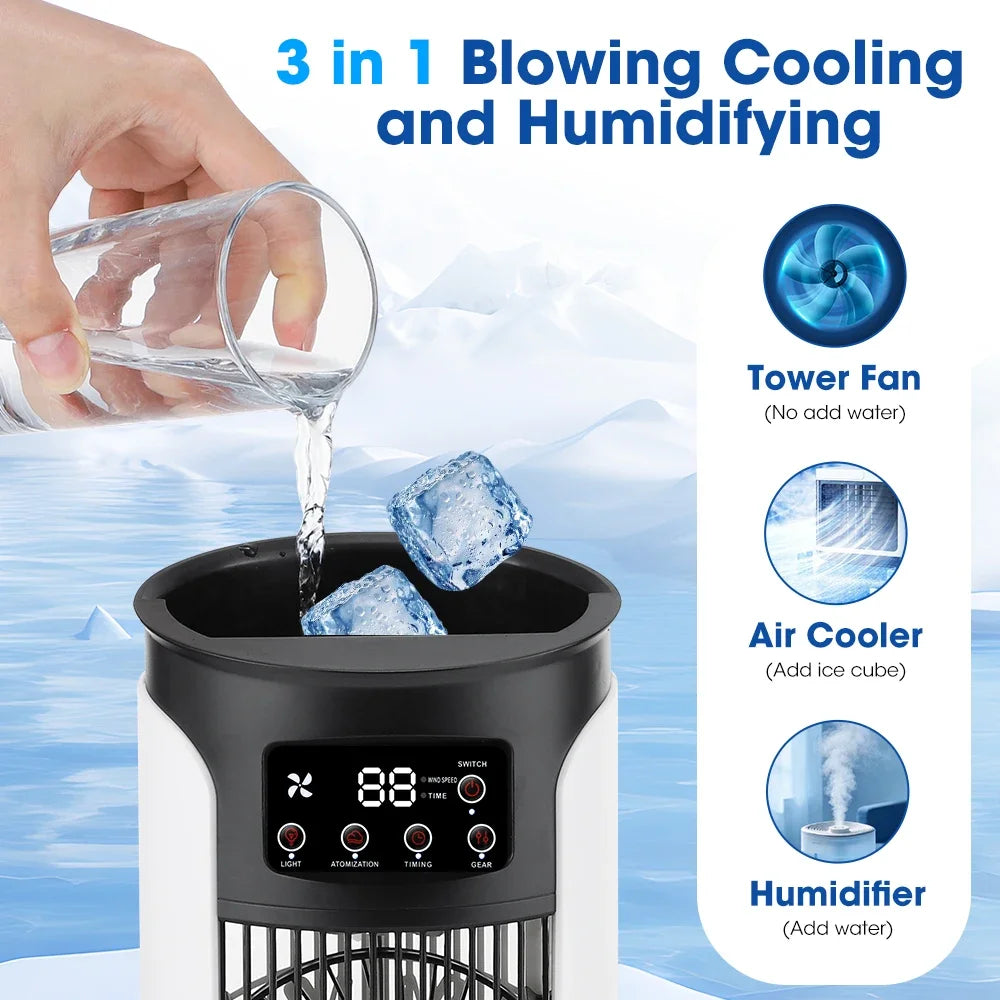 3 In 1 Household Fan Air Conditioner Portable 6-gear Air Cooler LED Night Light Humidifier Air Adjustment Fan Office Home Fan by Geo’s Online Store