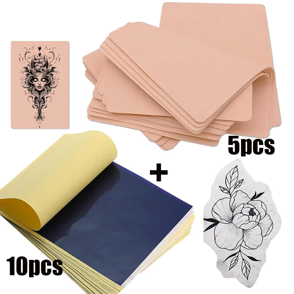 Tattoo Practice Skin and Tattoo Transfer Paper Kit Double Sided Fake Skin with Stencil Paper Set Permanent Makeup Tattoo Supply by Geo’s Online Store