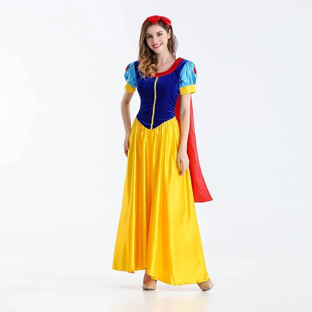 Classic Fairy Tale Snow White Princess Costume Adults Women Halloween Performance Fantasia Princess Cosplay Role Playing Dresses by Geo’s Online Store