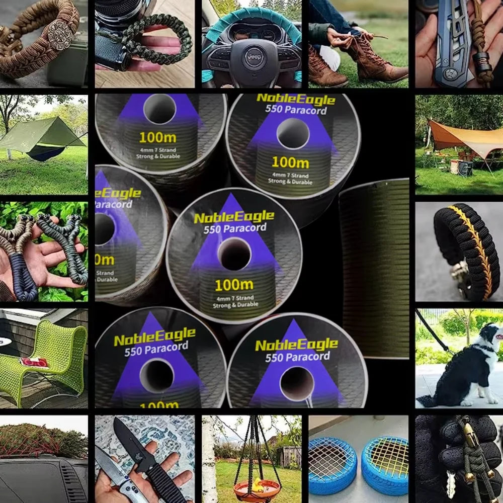 4mm Military Paracord 650LB Outdoor Survival Tactical 7 Strand Parachute Cord 100m for Camping Weaving Rope by Geo’s Online Store