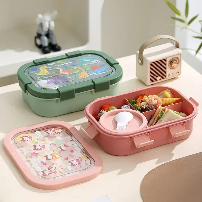 1000/1350ml Cartoon Lunch Box with Soup Bowl Bento Box Buckle Design Sealed and Leak-proof Portable Food Storage Container by Geo’s Online Store