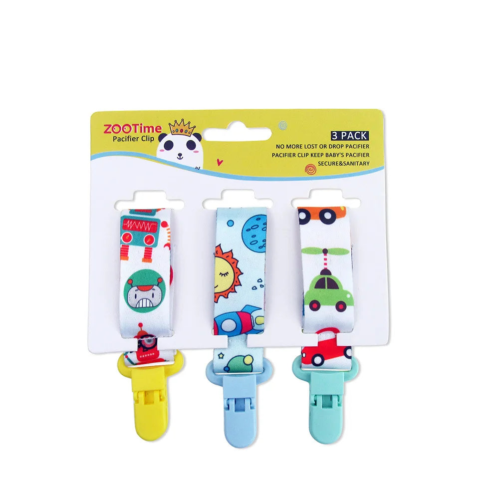 Chain Baby Pacifier Dummy Clip 3 Pcs/Set Personalized Pacifier Clip Nipple Holder for Baby Cartoon Print Child Pacifier Clips by Geo’s Online Store