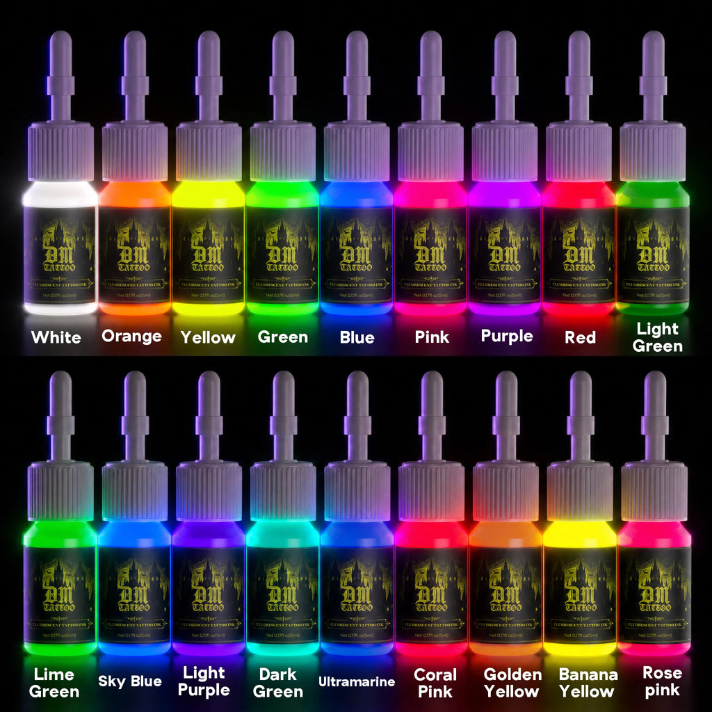 DM 5ml 18Colors Fluorescent Tattoo Ink Kit Professional Beauty Paints Natural Plant Extract Pigment Body Painting Tattoo Ink by Geo’s Online Store