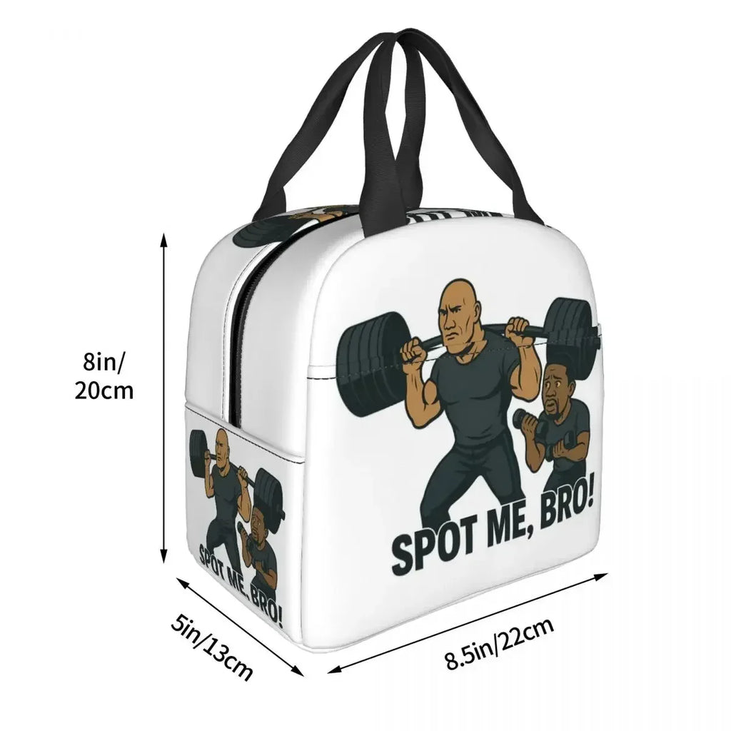Dwayne Johnson And Kevin Hart Gym Cartoon Insulated Lunch Bag for Women Kids Portable Food Boxes Thermal Lunch Box Tote by Geo’s Online Store