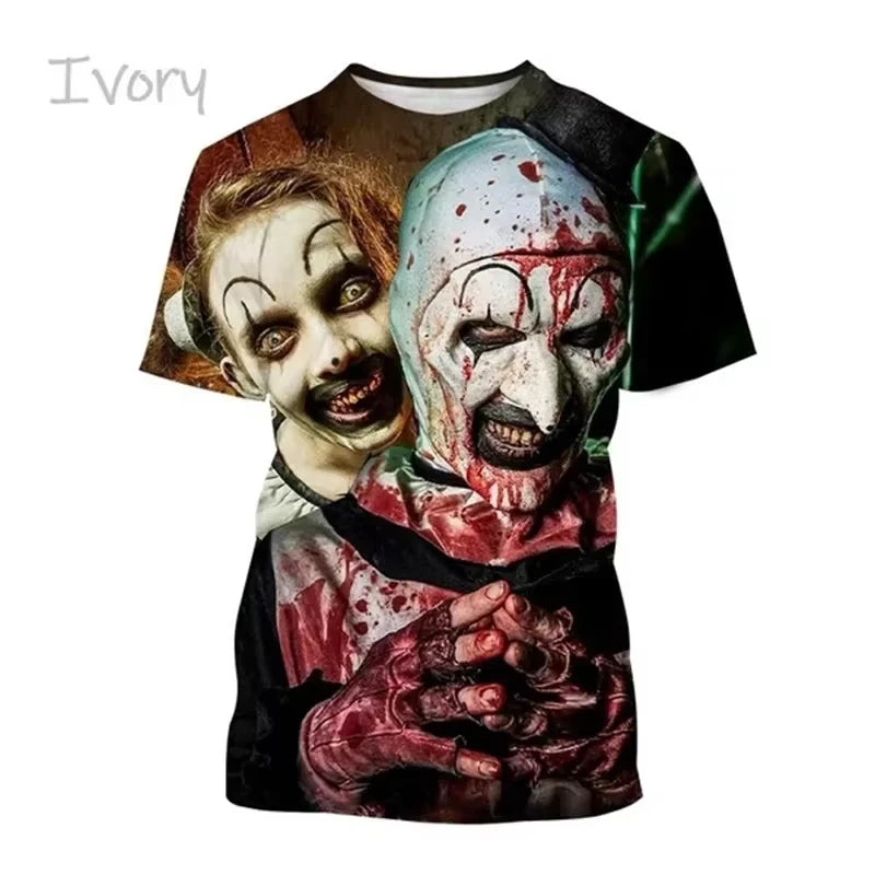 Terrifier Horror Movie 3D Print T-Shirts Men Women Fashion Casual Short Sleeve T Shirt Oversized Harajuku Tees Tops Man Clothing by Geo’s Online Store