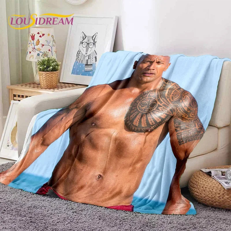 3D The Rock Dwayne Johnson Actor Soft Flannel Blanket,Throw Blanket Comfortable Blanket for Picnic Beds Sofa Home Bedroom Gift by Geo’s Online Store