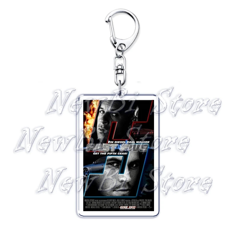 Classic Fast Furious Movie Cover Poster Keychain for Accessories Bag Pendant Sport Car Key Chain Ring Keyring Jewelry Fans Gift by Geo’s Online Store