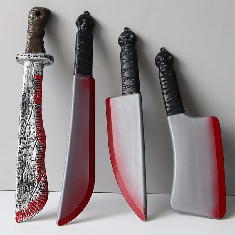48.5cm/19.09in Plastics Fake Blood Knife Party Supplies Weapon Props Model Halloween Cosplay Funny Gift Collectible Outdoor Toys by Geo’s Online Store