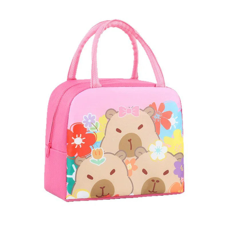 Cartoon Capybara Lunch Bag Insulated Food Container, Portable Thermal Bento Box Bag for School, Eco-Friendly Meal Tote for Kids by Geo’s Online Store