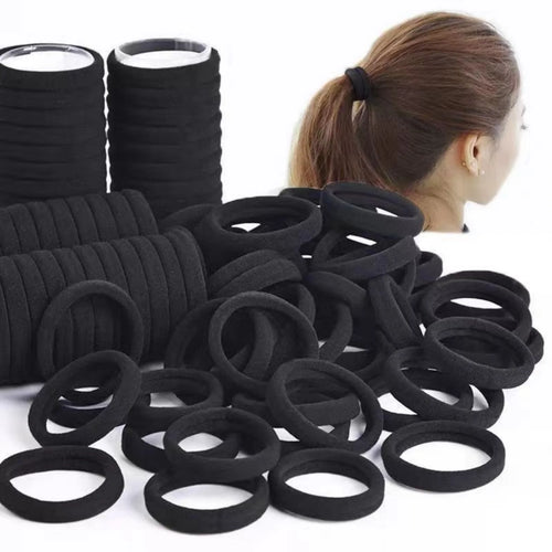 10-100PCS Black High Elasticity Headband Towel Hair Band 4CM Seamless Hair Rope Leather Hair Accessories Female by Geo’s Online Store