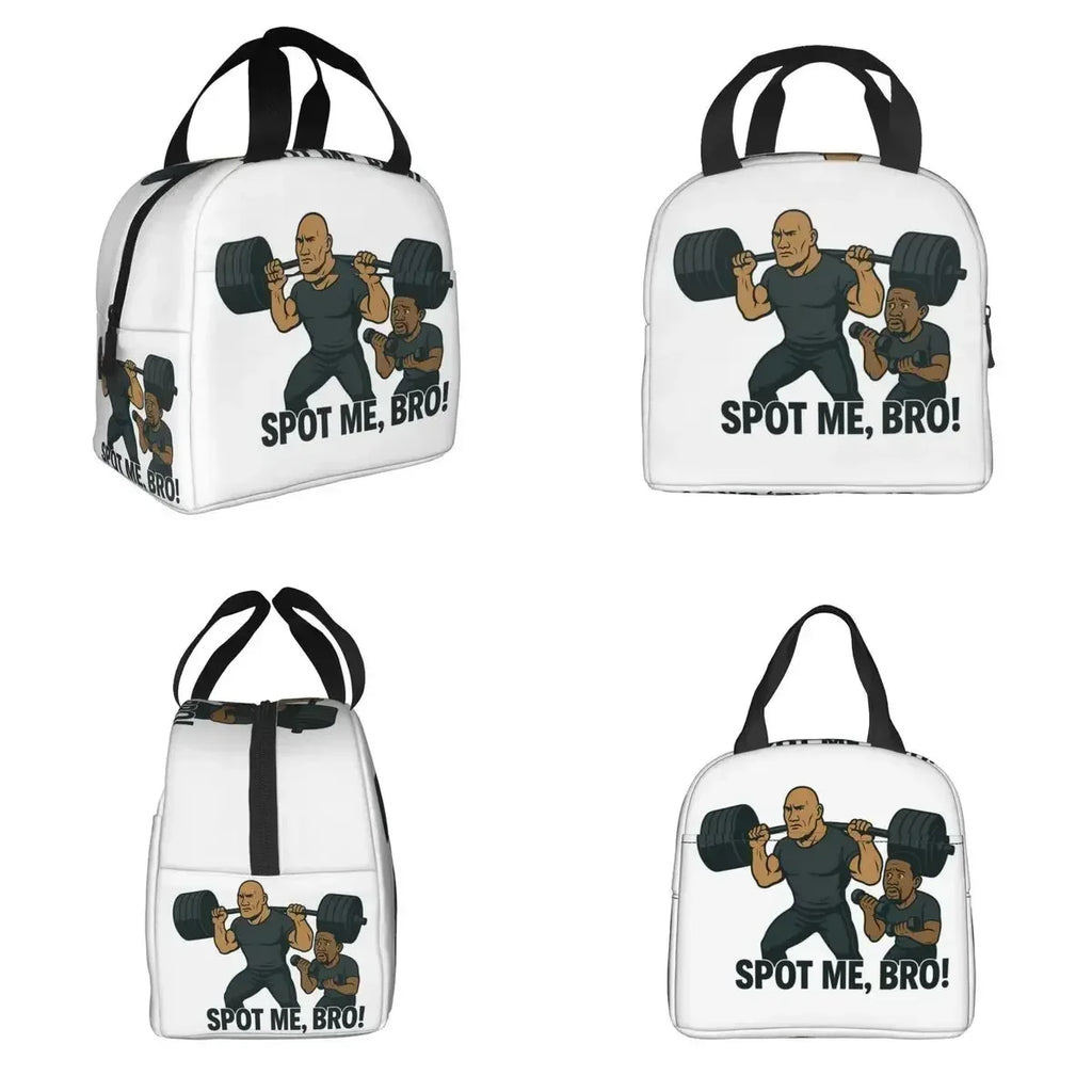 Dwayne Johnson And Kevin Hart Gym Cartoon Insulated Lunch Bag for Women Kids Portable Food Boxes Thermal Lunch Box Tote by Geo’s Online Store