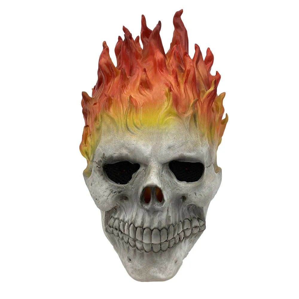 Red and Blue Flame Skull Mask Mask Cosplay Costume Horror Ghost Full Face Latex Bulex Cos Prop Halloween Ghost Rider Props by Geo’s Online Store
