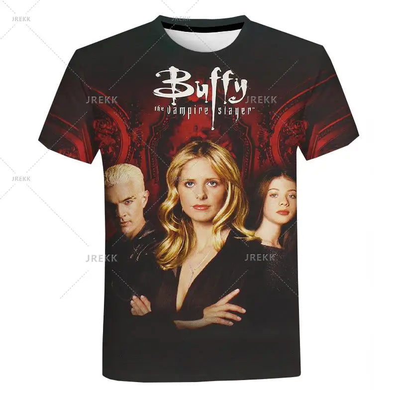 Buffy The Vampire Slayer 3D Graphic T-shirt Men Women Fashion Casual Short Sleeve Cool Tops Harajuku Streetwear Oversized Tshirt by Geo’s Online Store