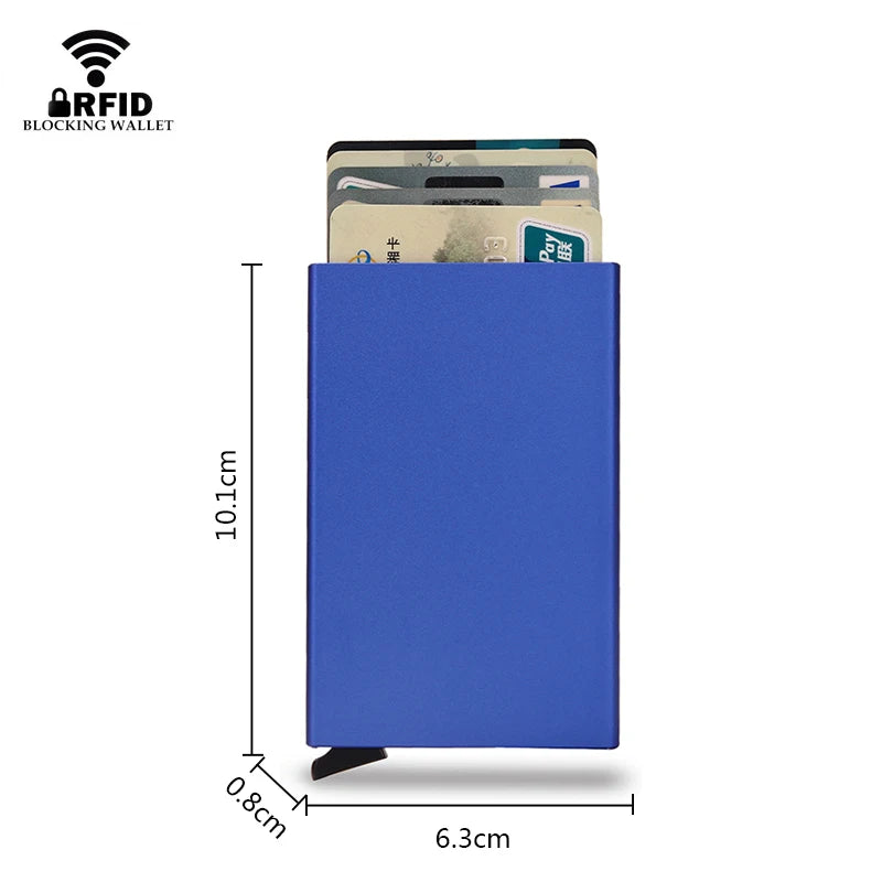 Rfid Smart Wallet Card Holder Metal Thin Slim Men Women Wallets Pop Up Minimalist Wallet Small Black Purse Vallet Walets for Men by Geo’s Online Store