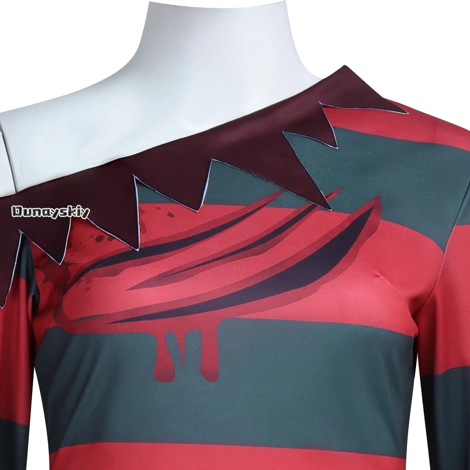 Yumekiri@3Pcs Freddy Krueger Costume Cospaly Costumes Halloween Killer Knitted Dress Hat Gloves Full Set Carnival Disguise by Geo’s Online Store