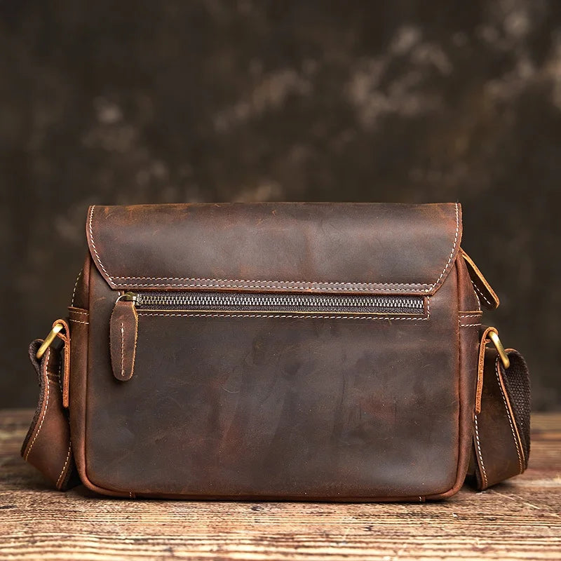 NUPUGOO Genuine Leather Men‘s ’ Messenger Bag Vintage Simple Small Shoulder Bag Head Cowhide Satchel College Style by Geo’s Online Store